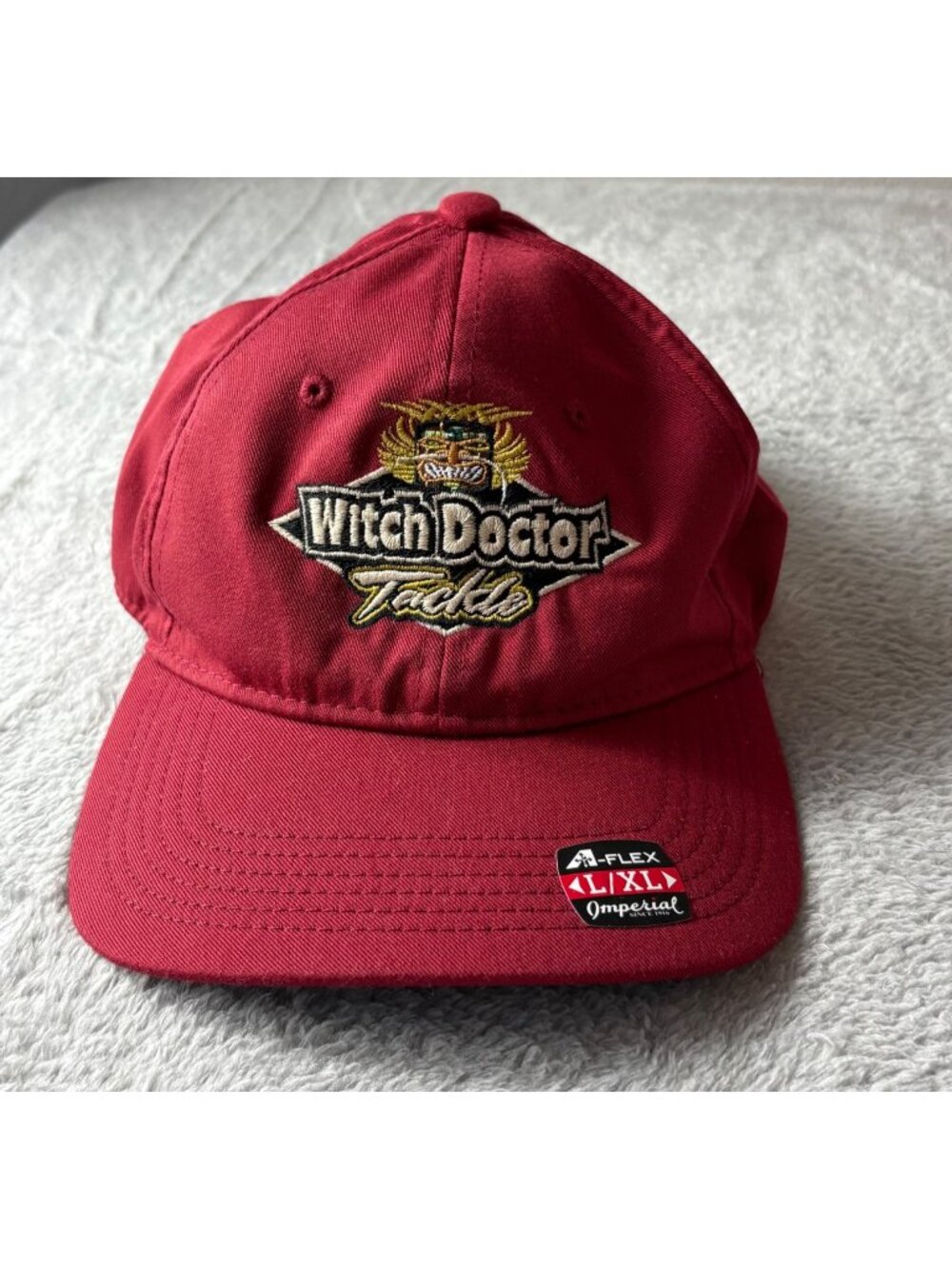 Witch Doctor Tackle Hat New Imperial Sports 58CM A FLex Red Maroon Embroidered